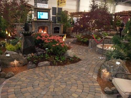 flagstone patio install by Boulder Falls Landscaping in Vancouver WA and Portland OR.